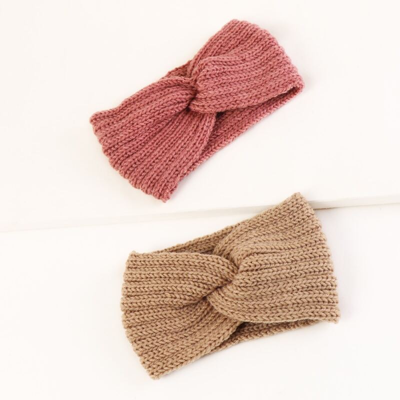 

2pcs Plain Twist Headband, Multicolor