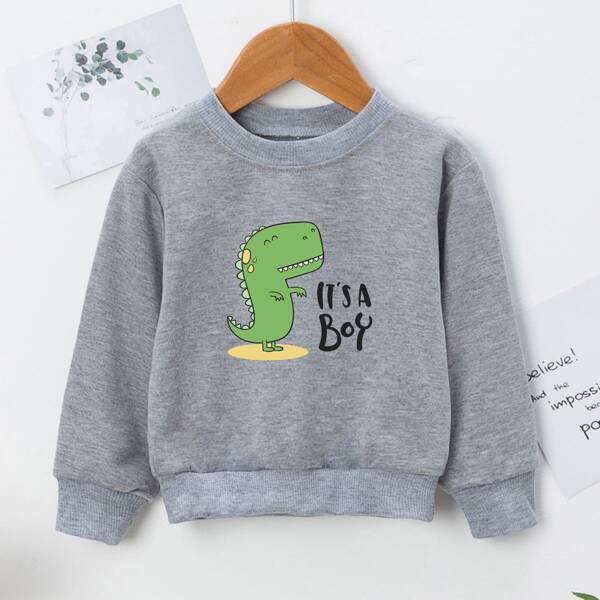 

Toddler Boys Cartoon And Slogan Graphic Sweatshirt, Grey