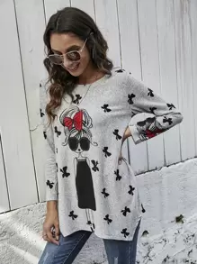 Mulvari 人像圖案長款T恤 - 彩色 - 查看 4