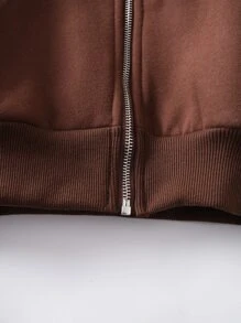 SHEIN EZwear Zip Up Drawstring Hooded Sweatshirt