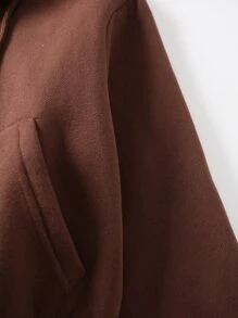 SHEIN EZwear Zip Up Drawstring Hooded Sweatshirt