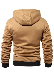 Manfinity Men Contrast Panel Drawstring Hoodie - Camel - View 2