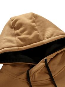 Manfinity Men Contrast Panel Drawstring Hoodie - Camel - View 3