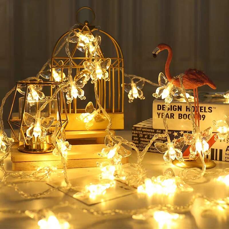

1pc String Light With 10pcs Butterfly Shaped Bulb, Yellow