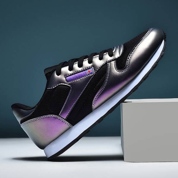 

Men Color Block Lace-up Front Sneakers, Purple