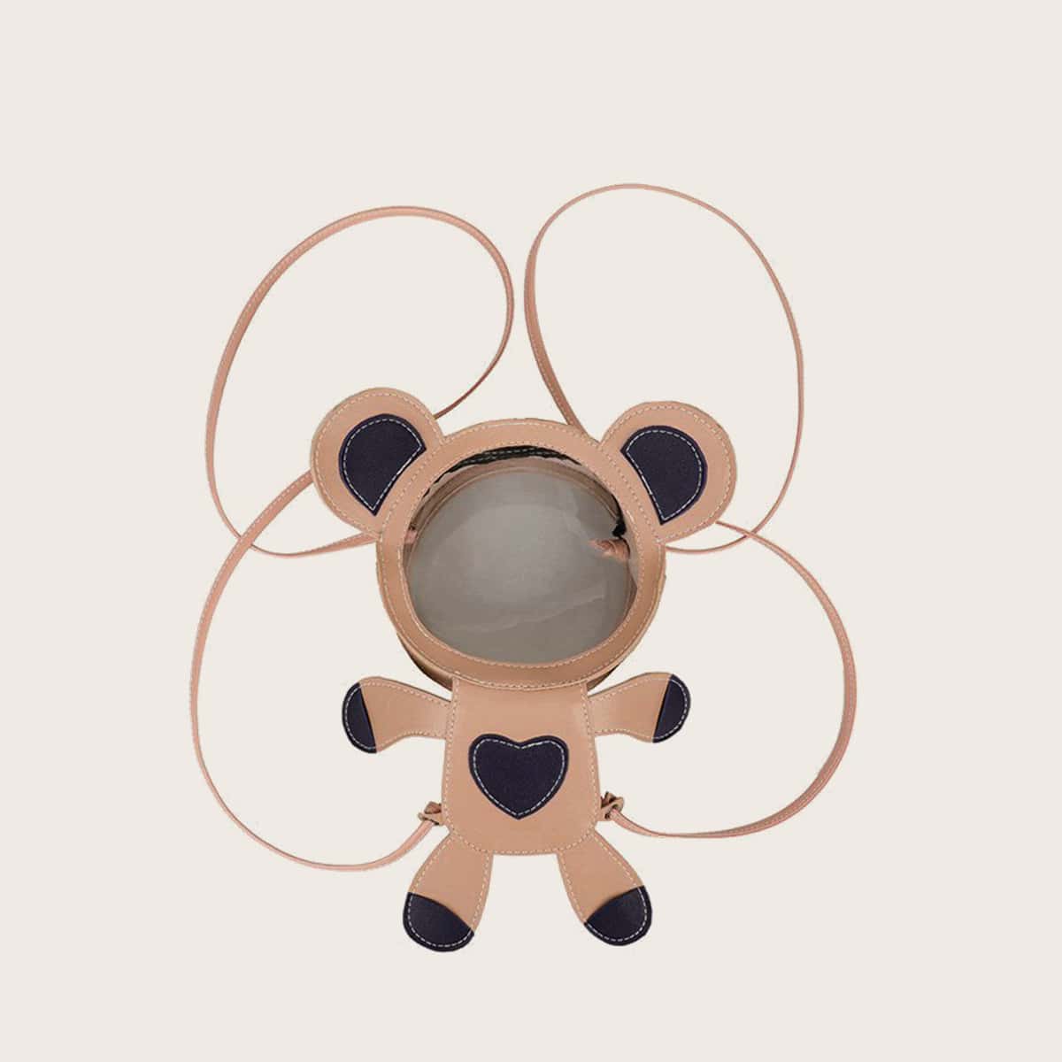 

Bear Shaped Clear Crossbody Bag, Khaki