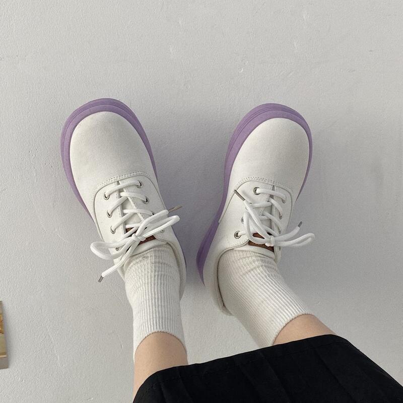 

Lace-up Front Skate Sneakers, White