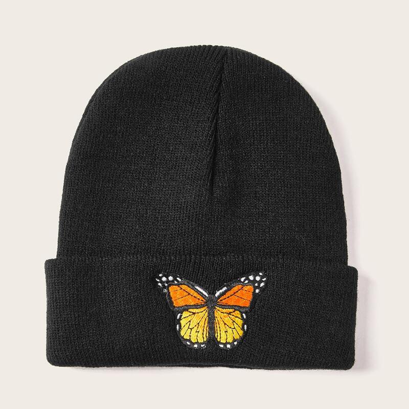 

Butterfly Pattern Beanie, Black