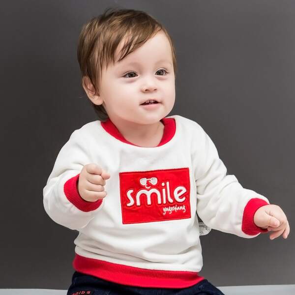 

Toddler Boys Letter Embroidery Sweatshirt, White
