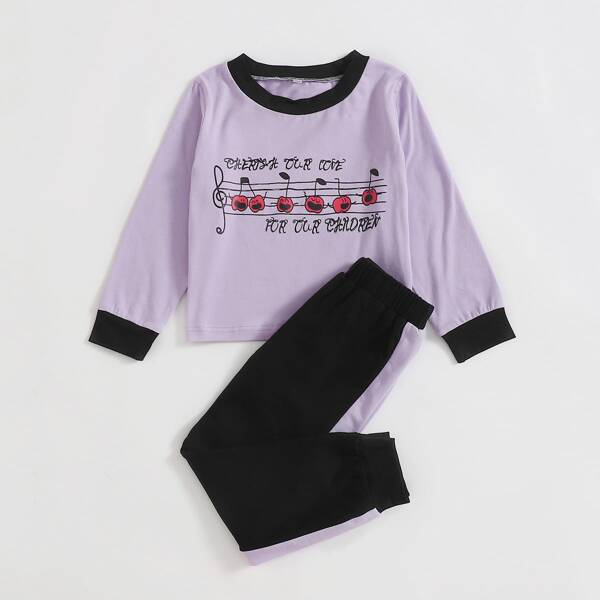 

Toddler Girls Musical Note & Slogan Graphic PJ Set, Multicolor