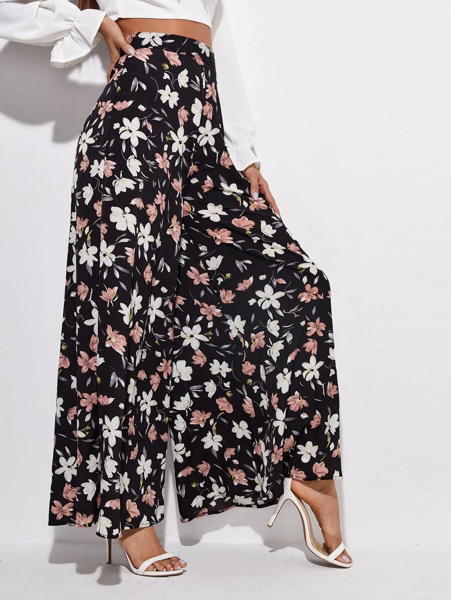 SHEIN Unity Quần Dây kéo Hoa Thanh lịch - Nhiều màu - Xem 1