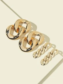 2pairs Chain Design Earrings