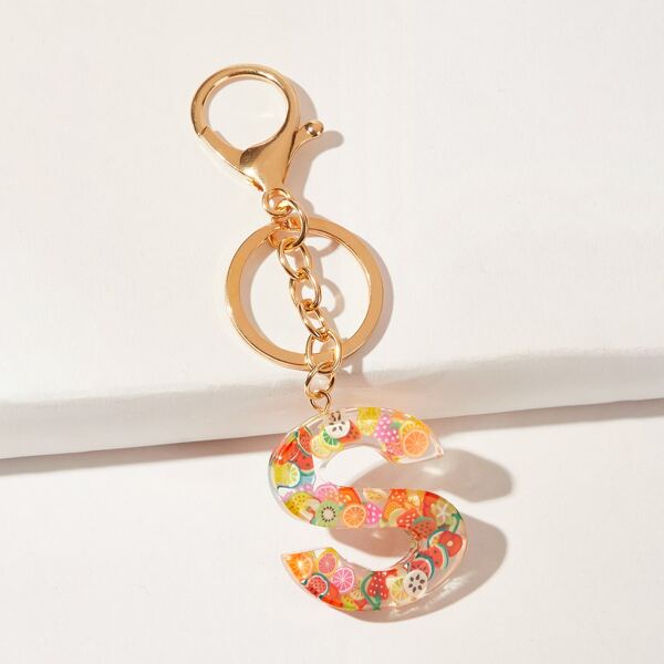 

Letter Charm Keychain, Multicolor