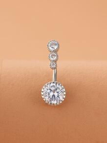 Copper Rhinestone Decor Belly Button Ring For Women And Men, Punk Piercing, A Fashionable Body Jewelry Gift For Any Occasion - White - View 1