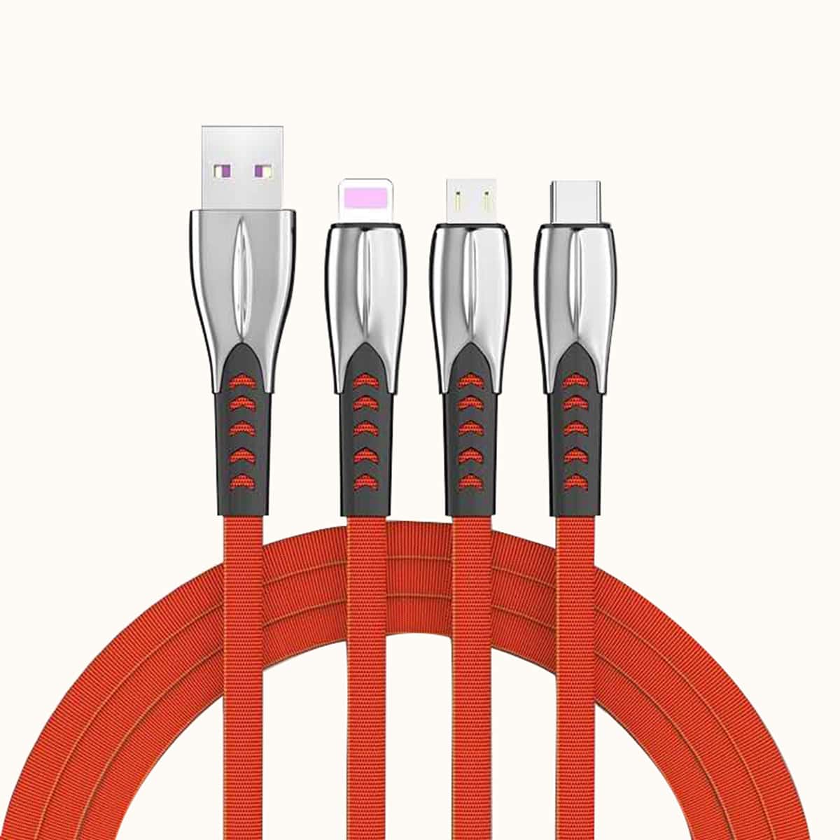 

3 In 1 Phone Data Cable, Red