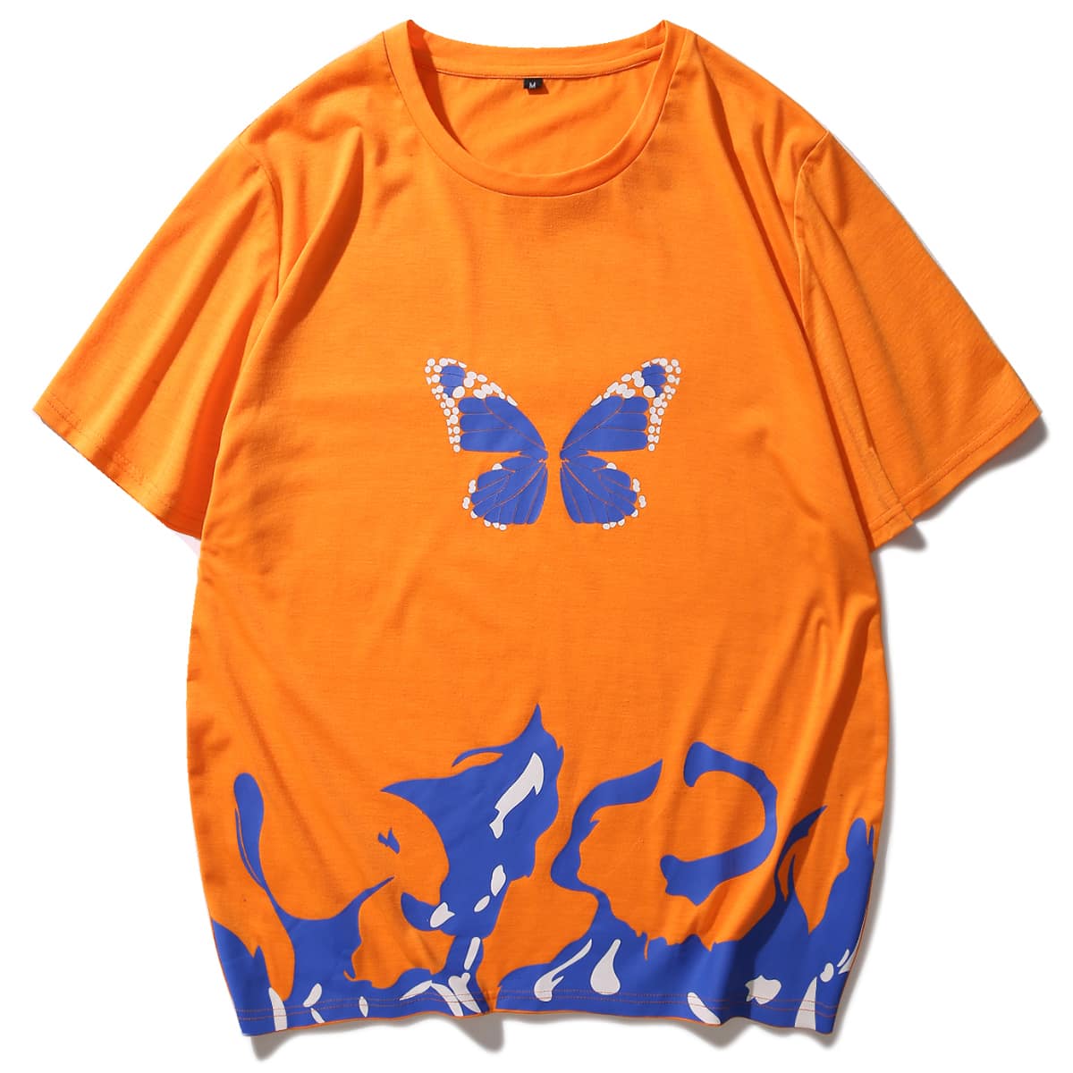 

Men Butterfly & Fire Print Tee, Orange