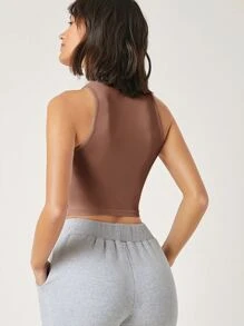 SHEIN BASICS Mock Neck Solid Tank Crop Top, Going Out Top - Dusty Pink - View 2