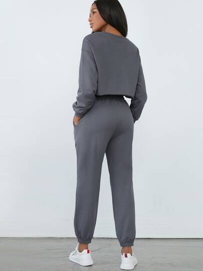 100% COTTON DROP SHOULDER TOP & JOGGERS SET