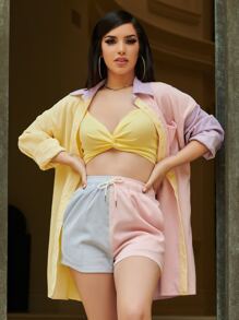 SHEIN X Kimberly Loaiza Top de tirantes tejido de canalé girante