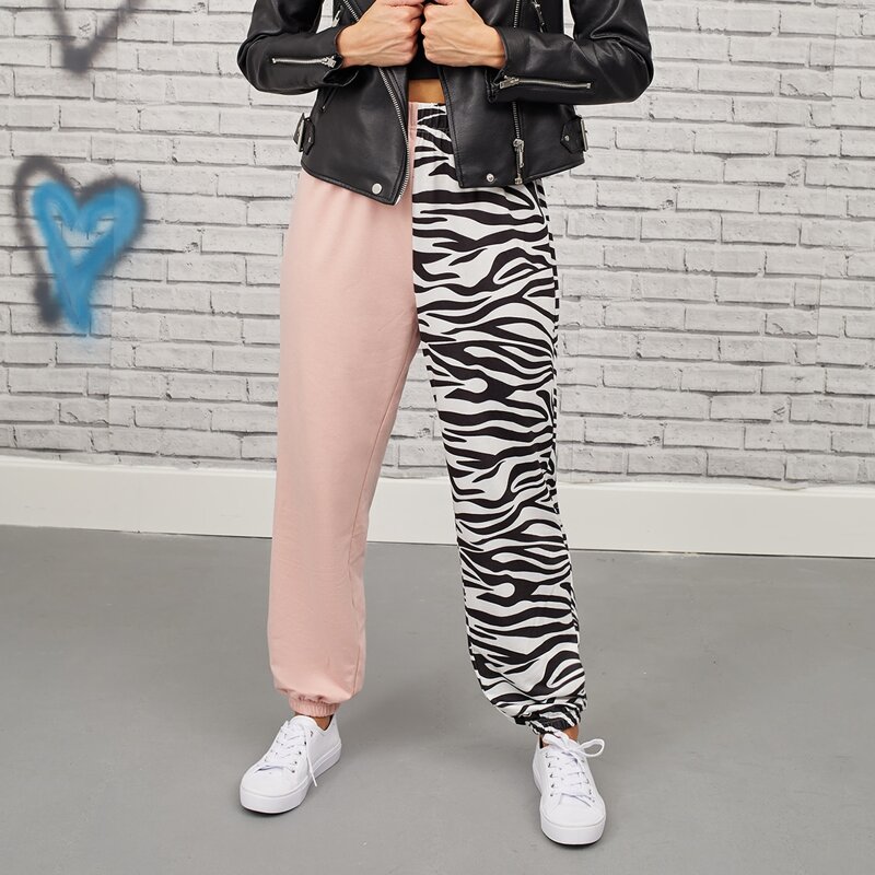 

Zebra Striped Colorblock Sweatpants, Multicolor
