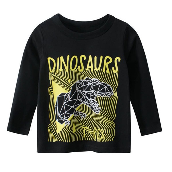 

Toddler Boys Letter & Cartoon Dinosaur Tee, Black