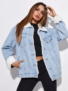 Chamarra vaquera con forro polar y botones - Lavado ligero - Ver 1