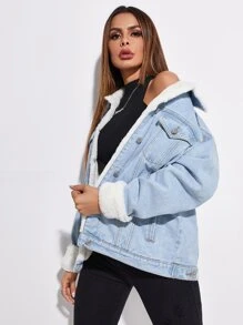 Chamarra vaquera con forro polar y botones - Lavado ligero - Ver 3