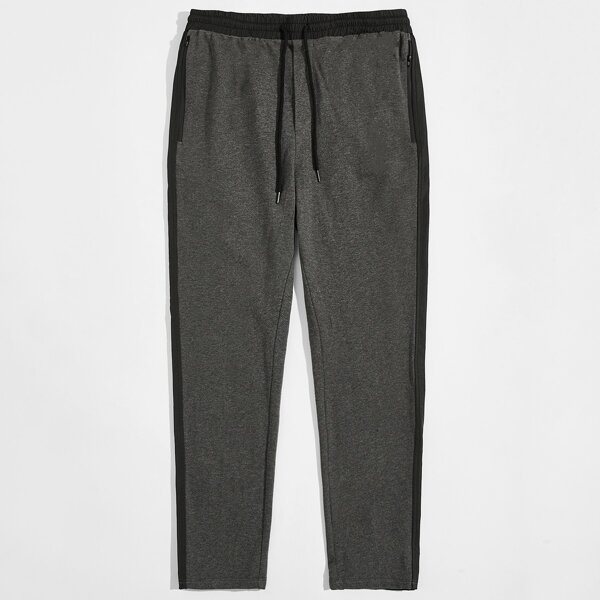 

Men Letter Graphic Pocket Front Sweatpants, Dark grey