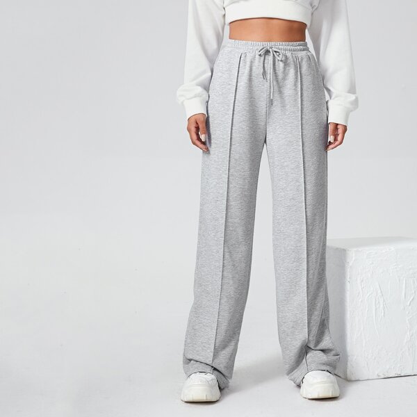 

Seam Front Solid Sweatpants, Light grey