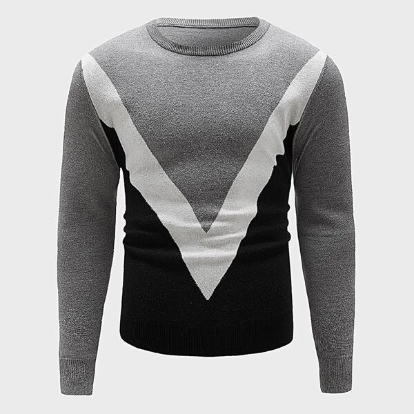 

Men Color-block Crew Neck Sweater, Multicolor
