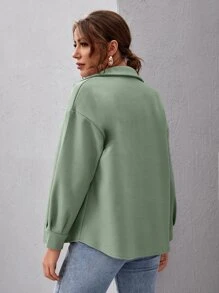 SHEIN Frenchy Chaqueta con bolsillo con solapa con botón delantero - verde menta - Ver 2