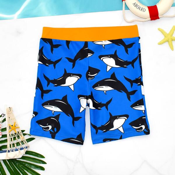 

Boys Shark Print Swim Shorts, Multicolor
