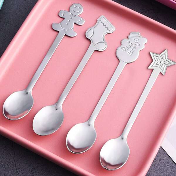 

4pcs Christmas Spoon Set, Silver