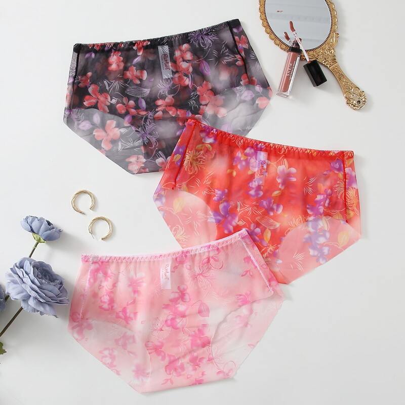 

3pack Mesh Floral Panty Set, Multicolor