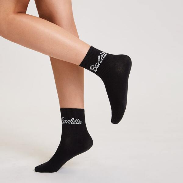 

Letter Graphic Socks, Black