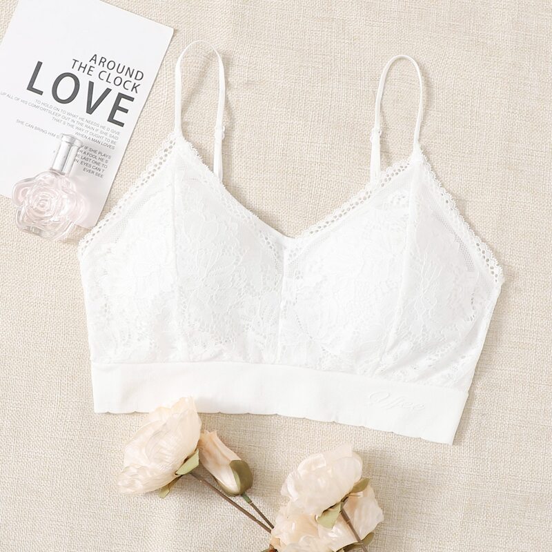 

Solid Lace Bralette, White