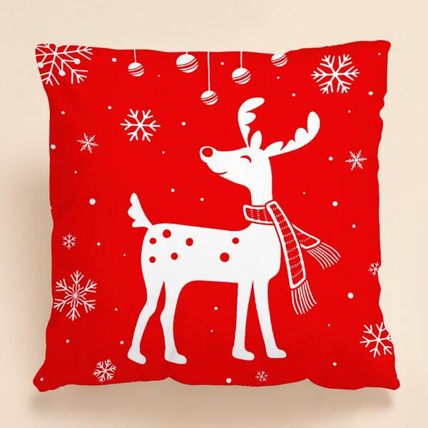 

Cartoon Graphic Cushion Cover Without Filler, Red