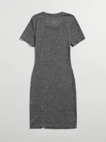 SHEIN Essnce Vestido ajustado bajo con abertura - Gris Oscuro - Ver 2