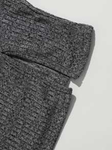 SHEIN Essnce Vestido ajustado bajo con abertura - Gris Oscuro - Ver 4
