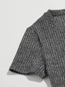 SHEIN Essnce Vestido ajustado bajo con abertura - Gris Oscuro - Ver 5