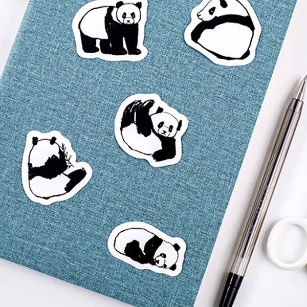 

45pcs Panda Pattern Sticker, Black and white