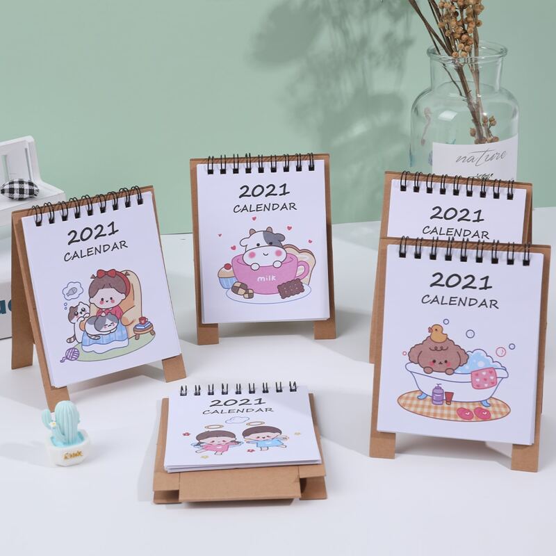 

3pcs Random Cartoon Graphic 2021 Desk Calendar, Multicolor