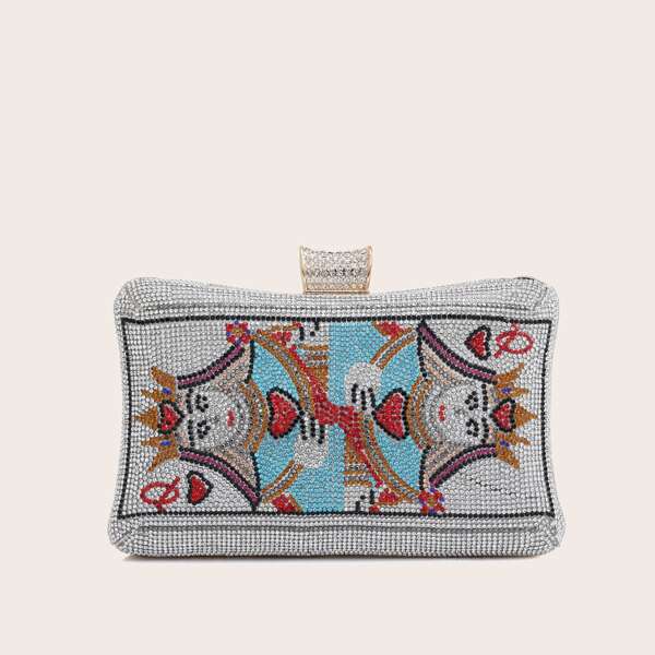 

Allover Rhinestone Decor Box Bag, Blue