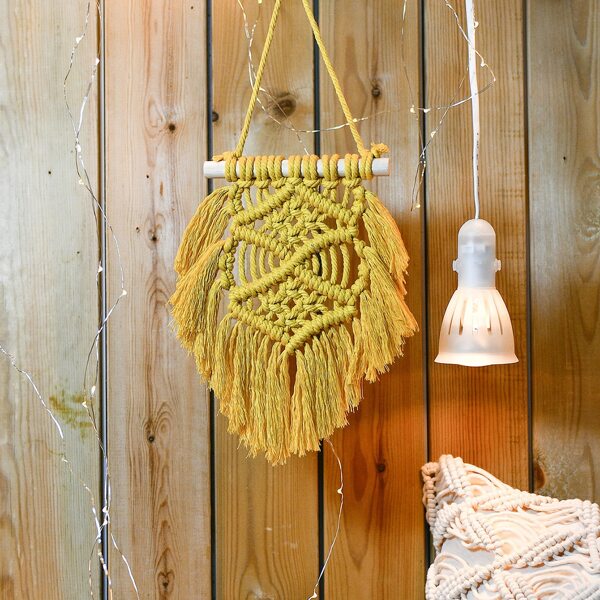 

1pc Braided Tassel Wall Hanging, Yellow