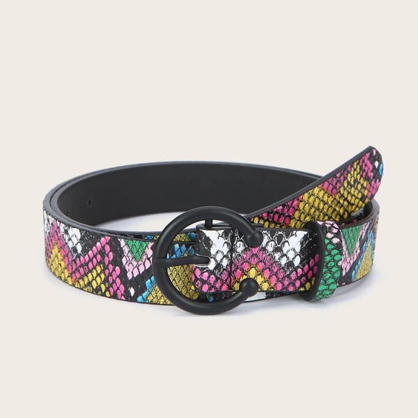 

Snakeskin Print Belt, Multicolor