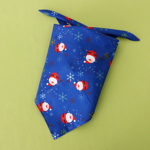 

Christmas Santa Print Dog Bandana, Blue
