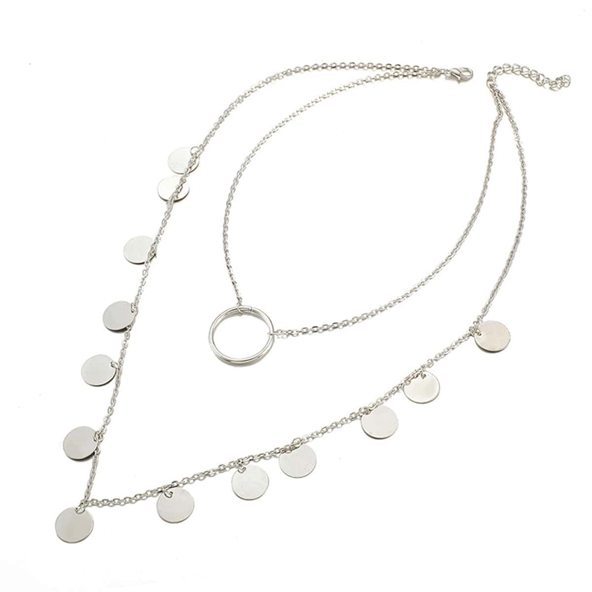 

Disc & Ring Layered Necklace, Silver