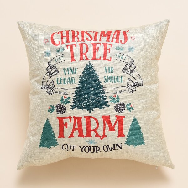 

Christmas Tree Print Cushion Cover Without Filler, Multicolor