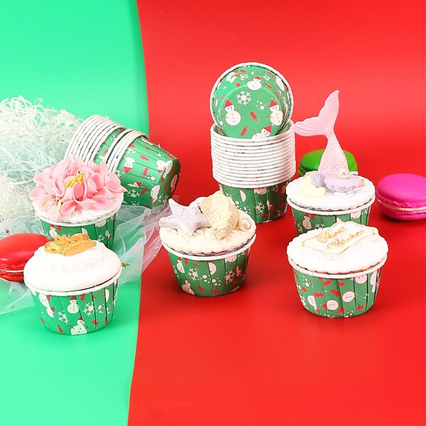 

50pcs Christmas Cupcake Paper Cup, Green