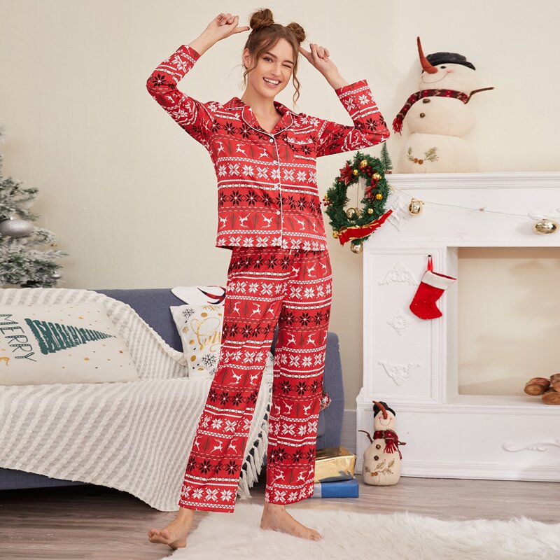 

Ugly Christmas Shirt & Pants Lounge Set, Red